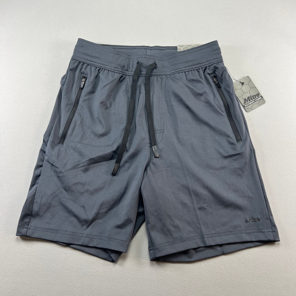 Mitre Different League Athletic Shorts Men Small Gray Stretch Running Drawstring